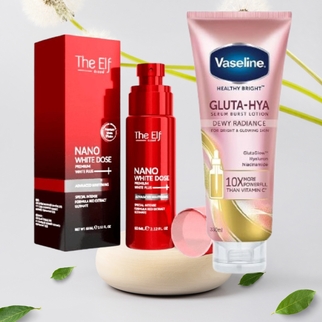 Combo Offer! The Elf Nano White Dose –💎 Vaseline Gluta-Hya Lotion – Dewy, glowing skin in no time!  🎉 25% OFF